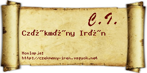 Czékmány Irén névjegykártya